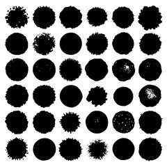 A collection of black circles arranged on a white background