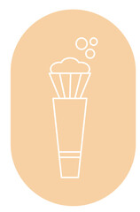 Button representing beauty and aesthetics services, makeup, skincare, haircare, and wellness. Beauty salons highlights