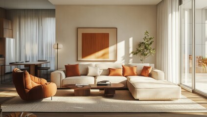 Modern Living Room with Sectional Sofa and Natural Light