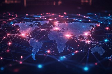 Global Digital Business Network Connection Illustration created with Generative AI