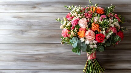 Floral art on light wood