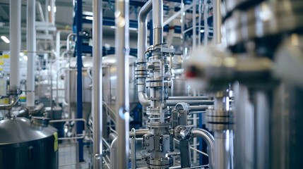 Industrial Piping and Valves in a Factory Setting.