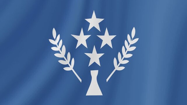 Kosrae Waving Flag. Realistic Flag Animation. Seamless Loop Background.	
