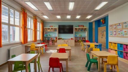 Classroom of kindergarten interior design
