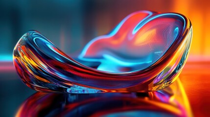 Abstract Glass Sculpture with Vivid Colors