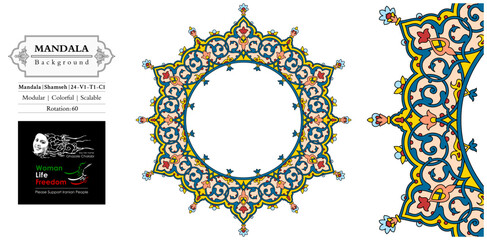 Mandala frame persian iranian arabic turkish islamic hindi indian tibetan traditional colorful vector pattern texture vintage ornate retro elegant ornamental borders frames floral tazhib 24-v1.1.1