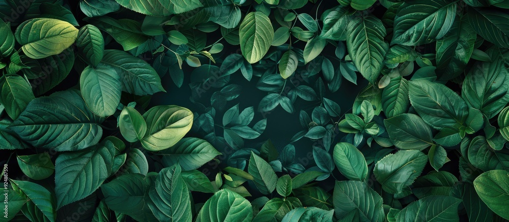 Poster nature themed creative concept idea layout featuring leaves surrounding a blank copy space image