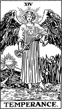  Temperance, an individual major arcana tarot card 
