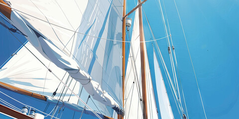 Fototapeta premium Sailing Essentials: Set Sail with Confidence and Style - Visualize a set that includes a sailboat, sails, and rigging, perfect for those looking to embark on sailing adventures