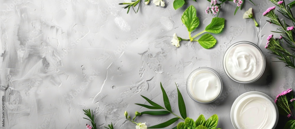 Poster samples of moisturizer products with copy space image
