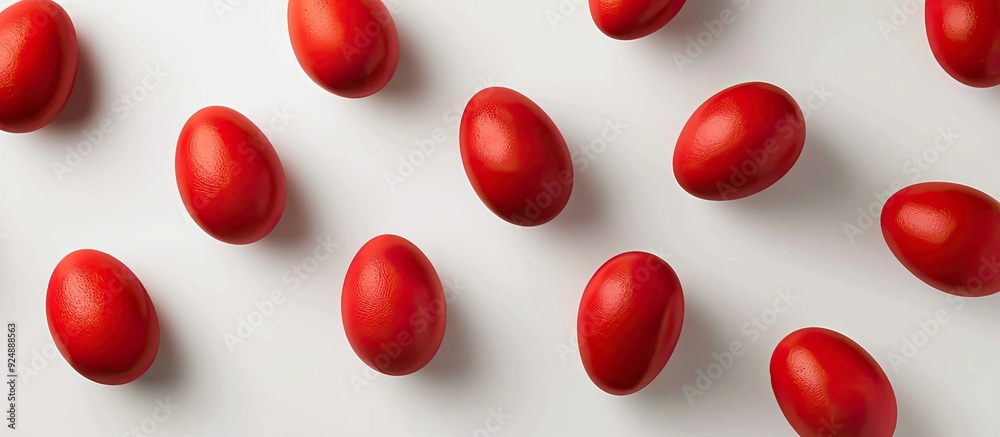 Aufkleber Easter inspired red eggs displayed on a white background perfect for a copy space image