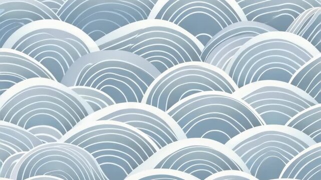 Abstract seamless pattern with Japanese waves, simple vector background.