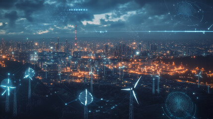 Obraz premium AI-Enhanced Smart Energy Grid Optimizing the Use of Renewable Resources and Reducing Waste for Sustainable Power Management