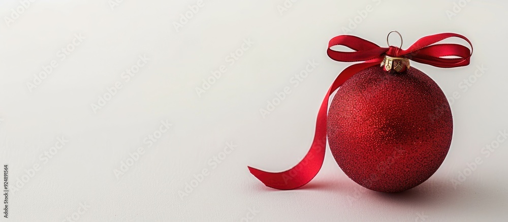 Poster Festive Christmas ornament with a ribbon for decoration set against a background suitable for additional images or text insertion copy space image