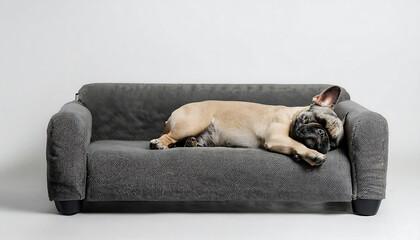 french bulldog relaxing on the sofa
