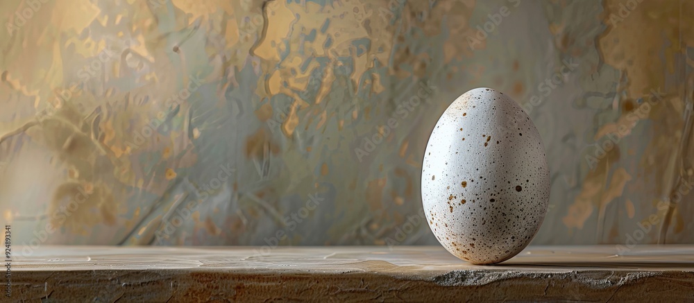 Poster A fresh duck egg displayed on a table with copy space image