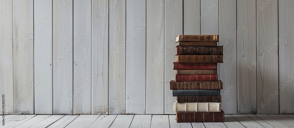 Wall mural a stack of books with copy space image