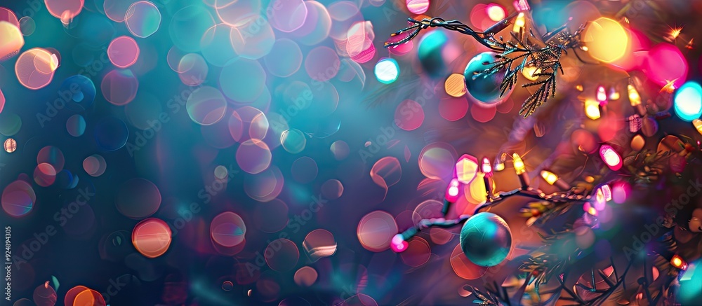 Poster multicolored lights creating a festive christmas ambiance in a glowing garland picture offering a co