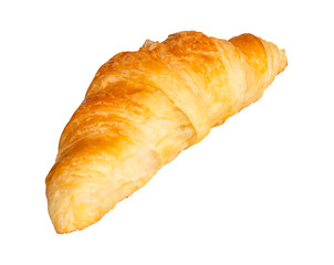 Side view of brown croissant isolated with clipping path in png file format
