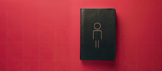 Equal pay message displayed on a black notebook page against a red background serving as a symbolic representation for equal pay allowing for copy space image