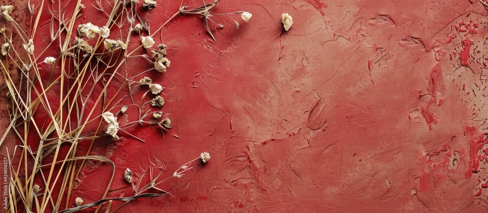 Poster Red sepia brown textured recycled craft paper background with copy space image