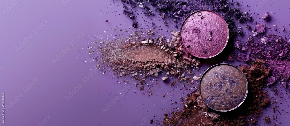 Poster three eye shadows on a purple backdrop with a free copy space image