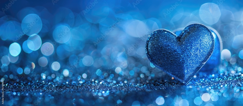 Leinwandbilder sparkling blue background with a blue heart symbol representing love ideal for a valentine s day cos
