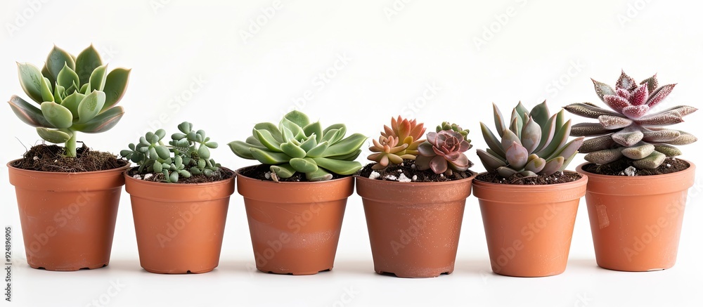 Poster repot succulents and cacti from home into pots for a copy space image