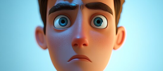 3D Cartoon Portrait of a Young Man s Close Up Face
