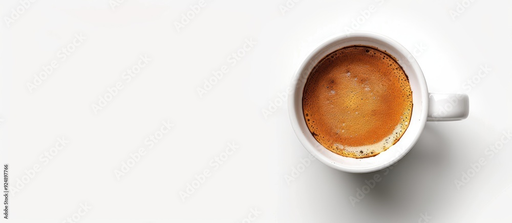 Canvas Prints Isolated white coffee cup viewed from the top on a white background with space for text or images. Creative banner. Copyspace image