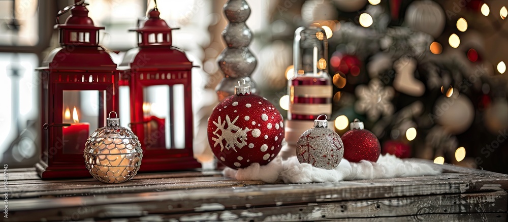 Poster home christmas decorations with a new year theme are displayed in the image focusing on the ornament