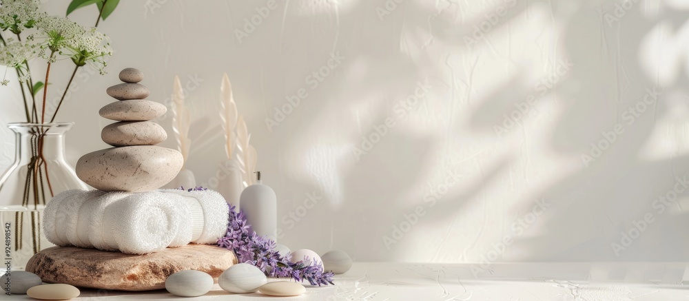 Aufkleber Spa composition on a light background with copy space image