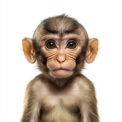 A funny baby monkey face isolated on a transparent background