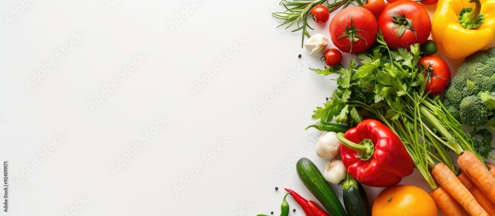 Poster Fresh produce items displayed alone on a white background with copy space image