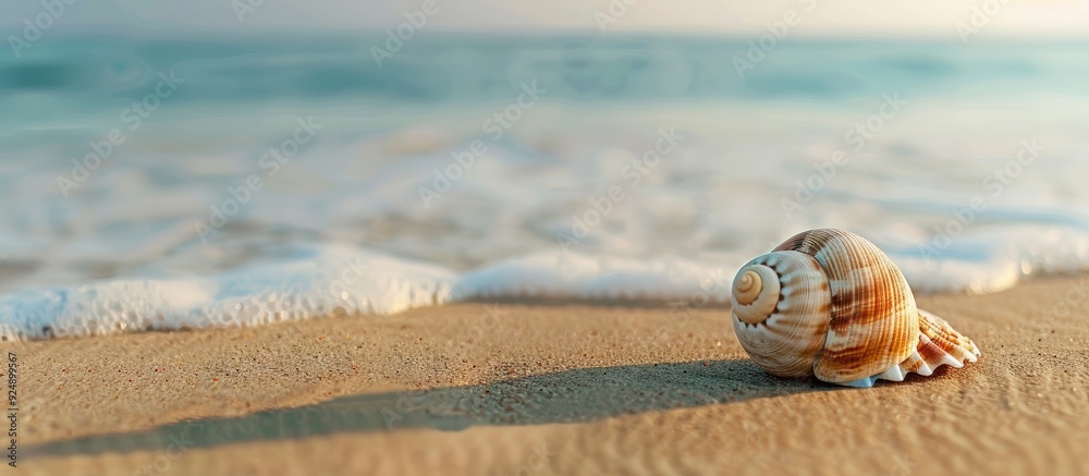 Leinwandbilder seashell on a sandy shore by the persian gulf offering a serene backdrop in a copy space image