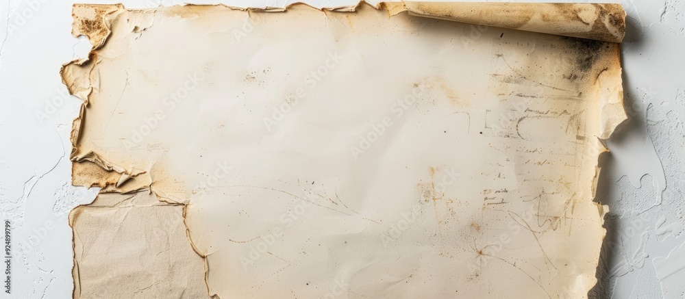 Poster vintage paper placed on a white backdrop with copy space image