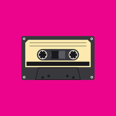 A cassette on a pink background, retro style, vintage look, a collector's item.