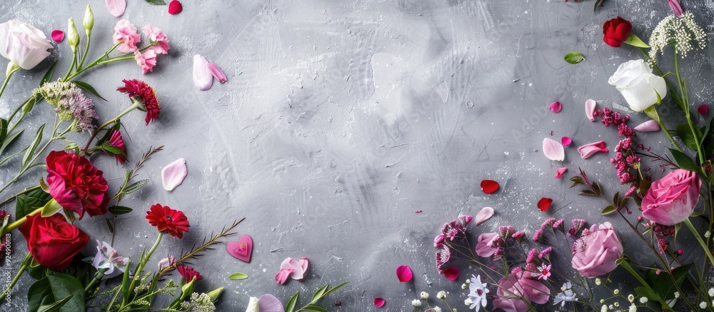 Leinwandbilder a valentine s day card featuring affectionate messages and spring blooms on a soft gray backdrop sui