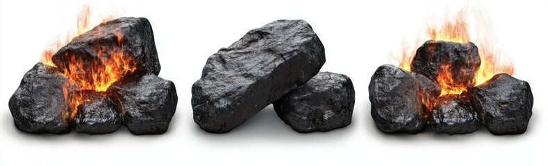 Isolated bonfire coals on a transparent background