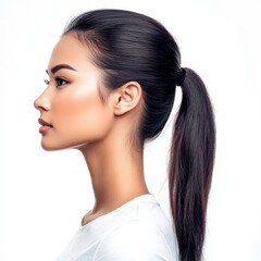 Naklejka premium Isolated on transparent background, beautiful Asian female model's studio shot with concept of style and fashion