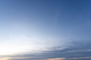 Low angle view of beautiful blue and orange sky with strange shape of clouds while sunsets or sunrises in the morning or evening used as natural background texture in decorative art work