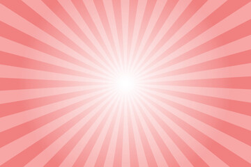 Obraz premium Abstract light coral red sunburst background with sun ray. Pattern of starburst. Texture with light of sunburst. Radial beam of sunlight. Retro background with flash. Design of sunbeams. Vector.