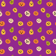 Childrens halloween pattern with cute Pumkins. Cute childish seamless pattern.
