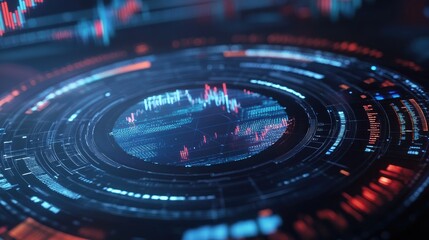 Cryptocurrency stock surge, futuristic chart interface, 3D illustration