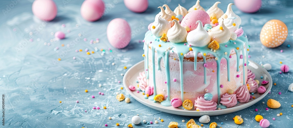 Fototapete easter cake with glace icing and meringue accents on top perfect for festive occasions creating a de