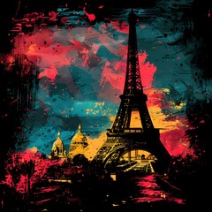 A  coloring  Symphony of Stars and Dream sprint  Eiffel Tower illustration