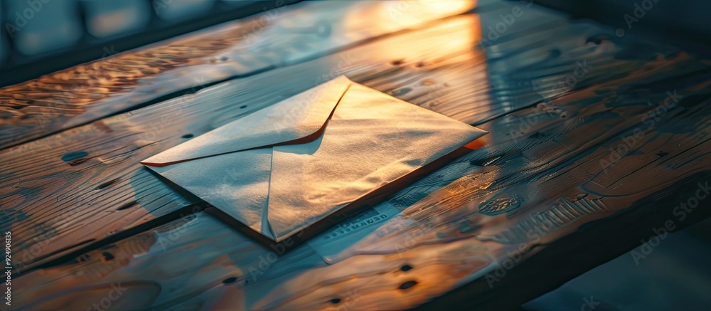 Poster An envelope rests on the table providing a copy space image