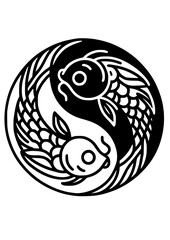 Koi Yin Yang Fish SVG, Japanese fish SVG, Japan SVG, Japanese Culture SVG, Anime SVG, Symbol SVG, Tribal SVG, Yin Yang Fish Silhouette, Design, Logo, Cut file for Cricut SVG, JPG, PNG