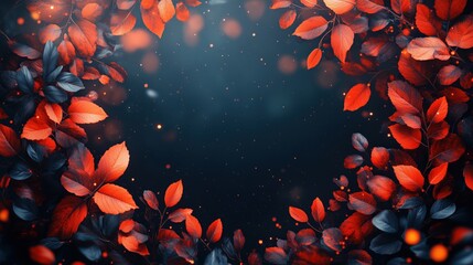 Halloween wreath, autumnal colors and spooky accents. Flat design illustration, Copy space for text, No logo, No Trademark, No text