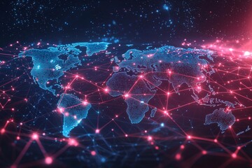 Obraz premium Global Digital Business Network Connection Illustration created with Generative AI